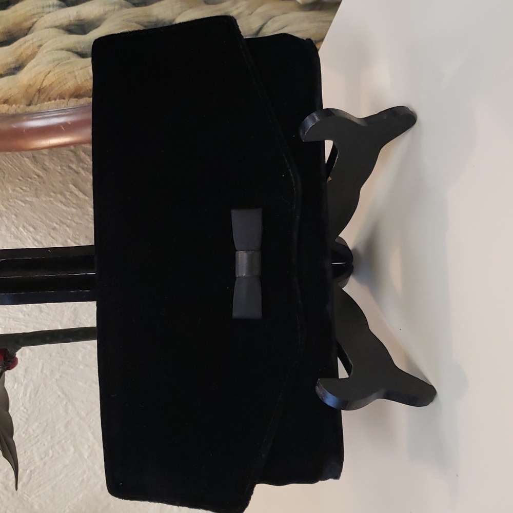 Classic, Vintage Black Velvet Clutch (with cute,tiny bow!)
